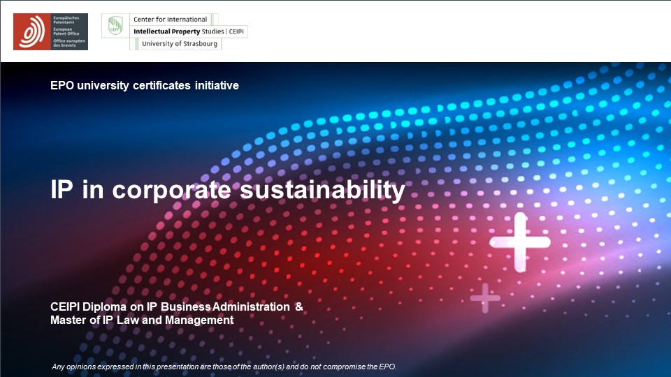 Executive Ip Elearning Co-labelled University Diploma in IP Business Administration CEIPI/EPO ...